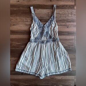 NWT American Eagle Blue & White Striped Romper with Keyhole - Size M